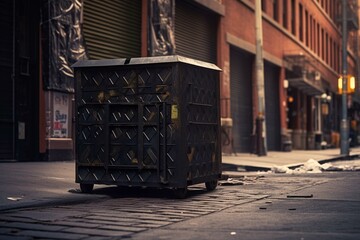 City street trash bin. Generative AI