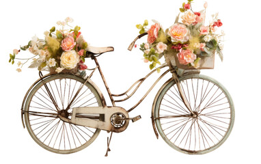 Fototapeta na wymiar Fresh Flower Basket for Bike Transparent PNG