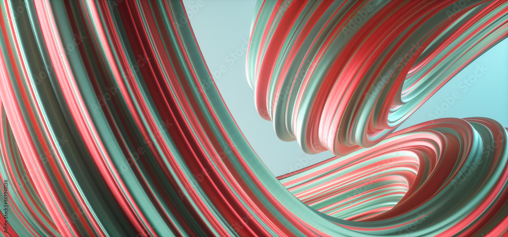 Wall mural 3d rendering of modern blue and red abstract wave pattern background