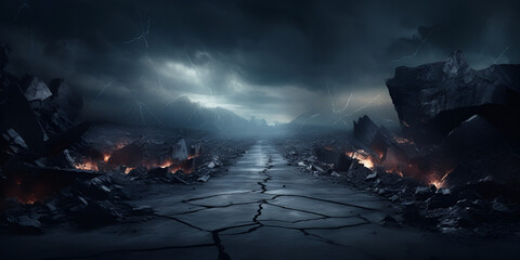  End of the world. Apocalypse 3D. Extinction-level event. Dystopian and apocalyptic background,AI Generative 
