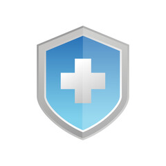 Health Protection With Shield Logo Design Vector Template For Medical Company on white background