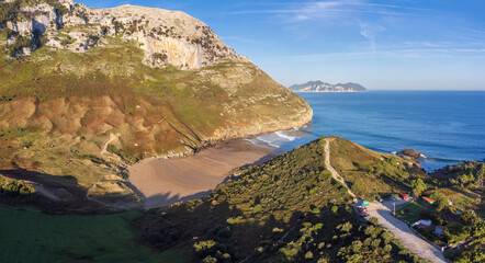 ascent to Llanero arches (eyes of the devil), Pico Candina, Sonabia, Castro Urdiales, Cantabria,...