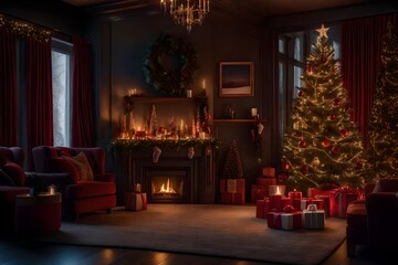 Fototapeta na wymiar christmas tree in a living room