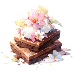brownie water color , brownie illustration , brownie in style of water color