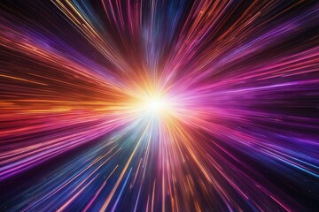light speed hyperspace space warp background colorful streaks of light gathering towards the evening