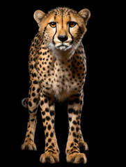 Cheetah Studio Shot Isolated on Clear Black Background, Generative AI