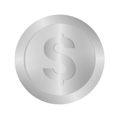 Coin. Silver Dollar Coin. Vector Illustration Isolated on White Background. 