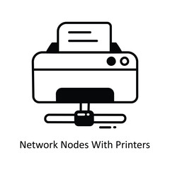 Network Nodes With Printers doodle Icon Design illustration. Networking Symbol on White background EPS 10 File