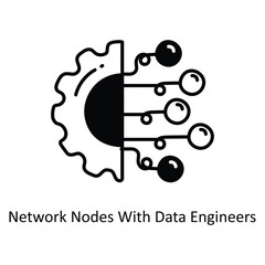 Network Nodes With Data Engineers doodle Icon Design illustration. Networking Symbol on White background EPS 10 File