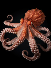 Octopus Studio Shot Isolated on Clear Black Background, Generative AI