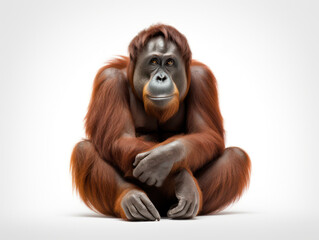 Orangutan Studio Shot Isolated on Clear White Background, Generative AI