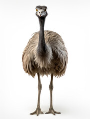 Ostrich Studio Shot Isolated on Clear White Background, Generative AI