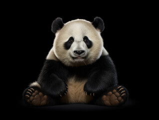 Obraz premium Panda Studio Shot Isolated on Clear Black Background, Generative AI
