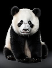 Fototapeta premium Panda Studio Shot Isolated on Clear Black Background, Generative AI