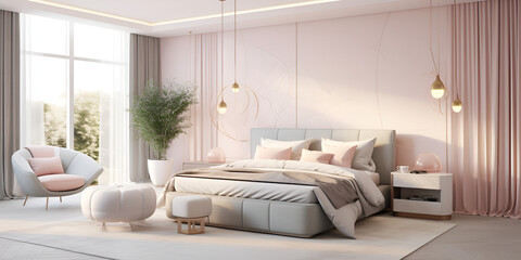 modern living room,Luxury Pink Bedroom Images for Your Inspiration,AI Generative 