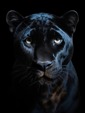 Panther Studio Shot Isolated on Clear Black Background, Generative AI