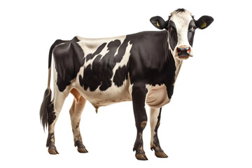 A Dairy Cow Grazing in Lush American Pasture on transparent background.