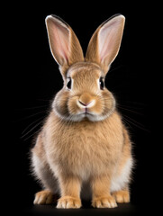 Fototapeta premium Rabbit Studio Shot Isolated on Clear Black Background, Generative AI