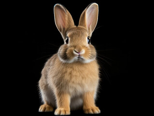Fototapeta premium Rabbit Studio Shot Isolated on Clear Black Background, Generative AI