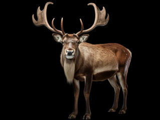 Reindeer Studio Shot Isolated on Clear Black Background, Generative AI