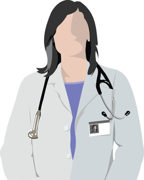 Medical doctor with stethoscope on cardiogram  background. Vector illustration