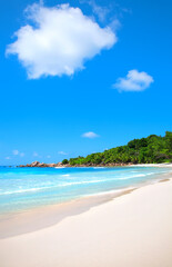 Anse Cocos Beach, Island La Digue, Indian Ocean, Republic of Seychelles, Africa.
