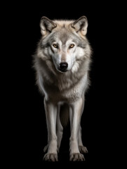 Fototapeta premium Wolf Studio Shot Isolated on Clear Black Background, Generative AI