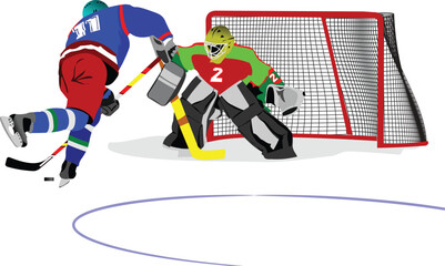 Ice hockey players. Colored Vector illustration for designers