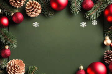 Fototapeta na wymiar Christmas background with branches and cones