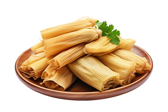 Corn Husk-Wrapped Tamales on transparent background.