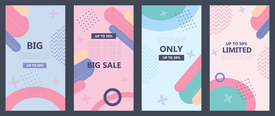 template set for banner sale, Screen backdrop for mobile app, social media advertising, Suitable for social media posts