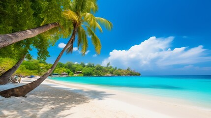 beach with coconut trees generated by AI