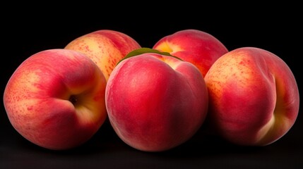 Fototapeta na wymiar peaches on black background generated by AI