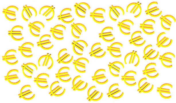 euro, symbol of the single European currency, three-dimensional graphic elements scattered in a linear, schematic manner. Background 3d graphic, texture