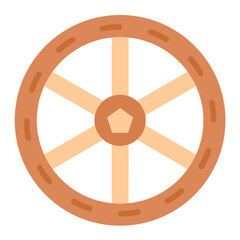 Wooden Wheel Icon Style