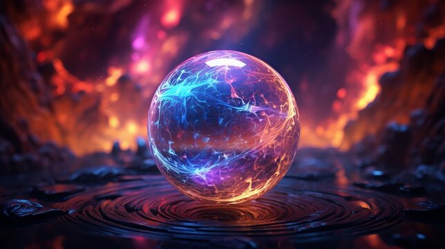 Hazy picture of a glossy precious stone ball with unique hazy colorful design. Theoretical lensball in obscure