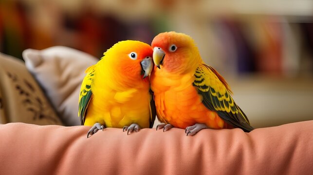 Match lovebirds on a love seat