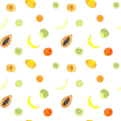 pattern, seamless pattern, print watercolor fruits, fruitarianism, healthy food