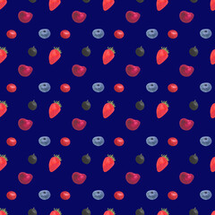   berries strawberries blueberries seamless patterns with fruits. Trendy abstract design. Hand drawn textures for printing on fabric, paper, cover, interior decor, posters.