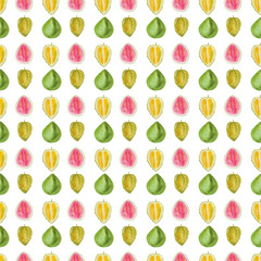 exotic fruit pattern, hand drawn fruit in watercolor. healthy food, natural product