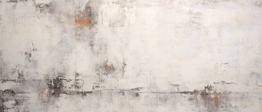 a white painterly background with grey paint, gravure printing, distressed surfaces, subtle color gradations, boldly textured surfaces, industrial elements, ceramic, traditional composition