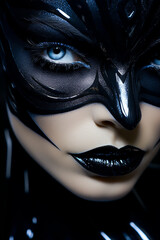 Closeup of woman portrait with dark gothic style. AI generative