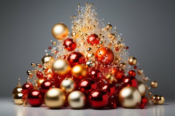 Pile of Christmas bulbs exploding. Generated with AI