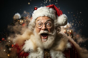 Surprised Santa Claus, or father Christmas. Generated with AI
