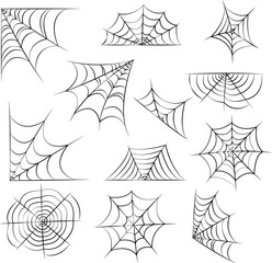 Web for the decoration of postcards and other cards for the holiday of Halloween on All Saints' Day isolated on a white background