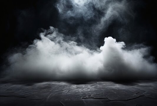 an image of dust and smoke covered in a black concrete floor disturbing landscapes matte background stage-like environments