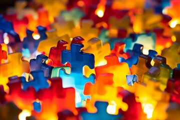 close up of multi-hued puzzle lights. Generative AI