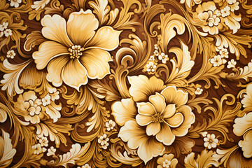 Wallpaper of floral patterns with old drawing vintage background ,wall art decoration