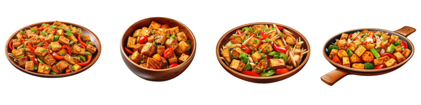Tofu Stir-Fry clipart collection, vector, icons isolated on transparent background