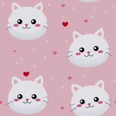 Obraz premium Seamless pattern with cat, generative Ai 